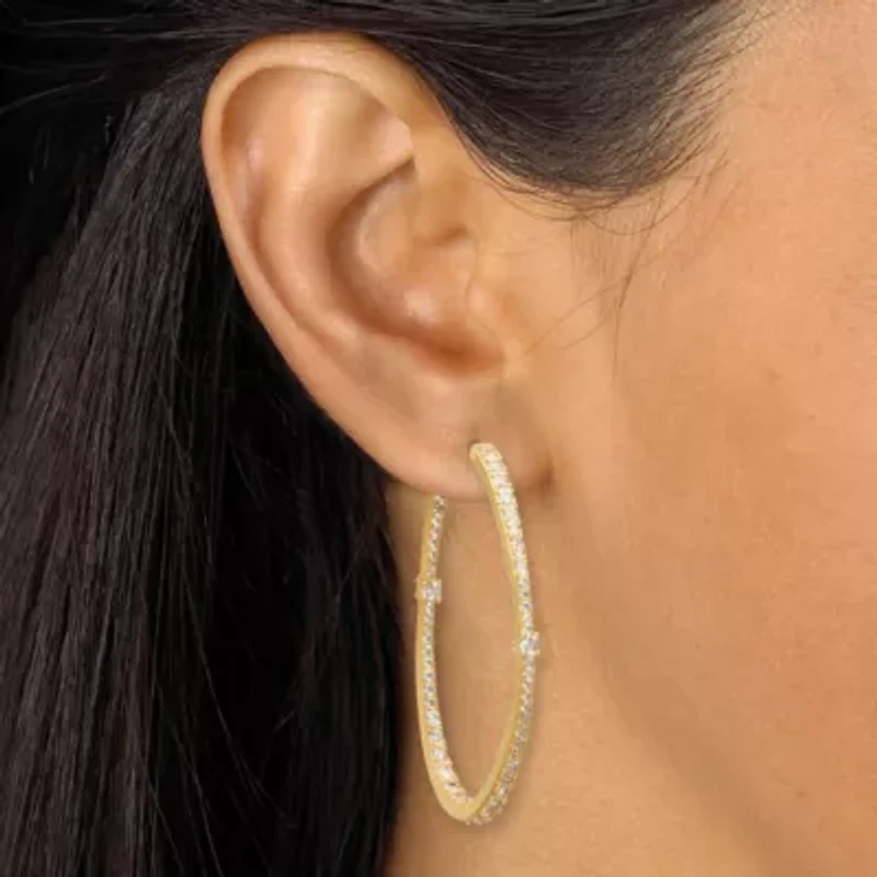 Round Crystal Goldtone Hoop Earrings, 46mm