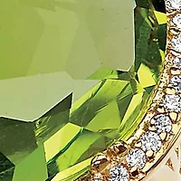 .27 TCW Checkerboard-Cut Green Glass and CZ Gold-Plated Halo Ring