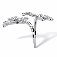 4.41 Cttw. Round Cubic Zirconia Platinum-Plated Butterfly Wrap Cocktail Ring