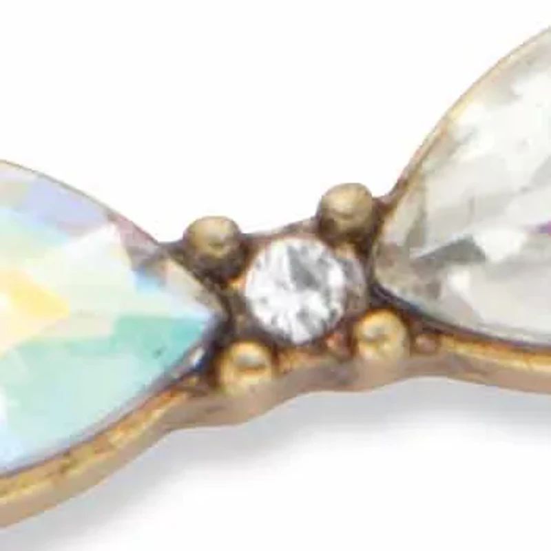 Marquise-Cut Blue Crystal and Simulated Turquoise Goldtone Necklace 17"-19"