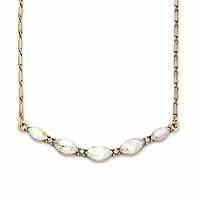Marquise-Cut Blue Crystal and Simulated Turquoise Goldtone Necklace 17"-19"