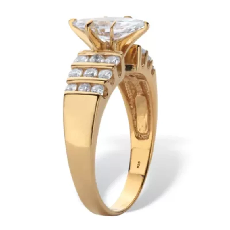 2.85 Cttw Marquise Cut Cubic Zirconia Ring 14K Gold Plated .925 Sterling Silver