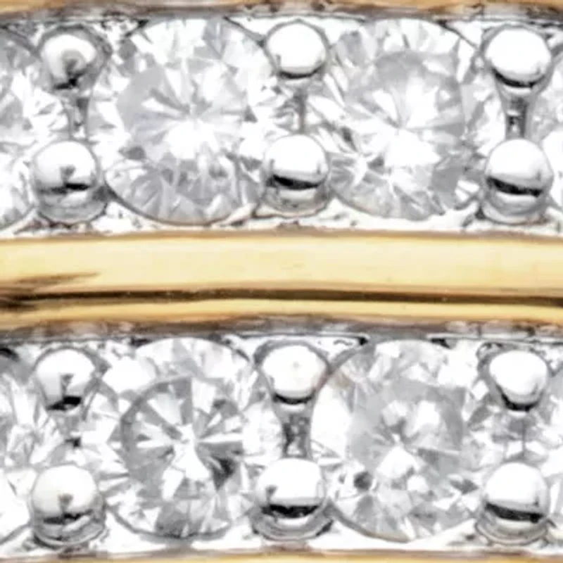 2.05 Cttw. Round CZ Gold-Plated Silver Double-Row Gender-Neutral Eternity Ring