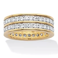 2.05 Cttw. Round CZ Gold-Plated Silver Double-Row Gender-Neutral Eternity Ring
