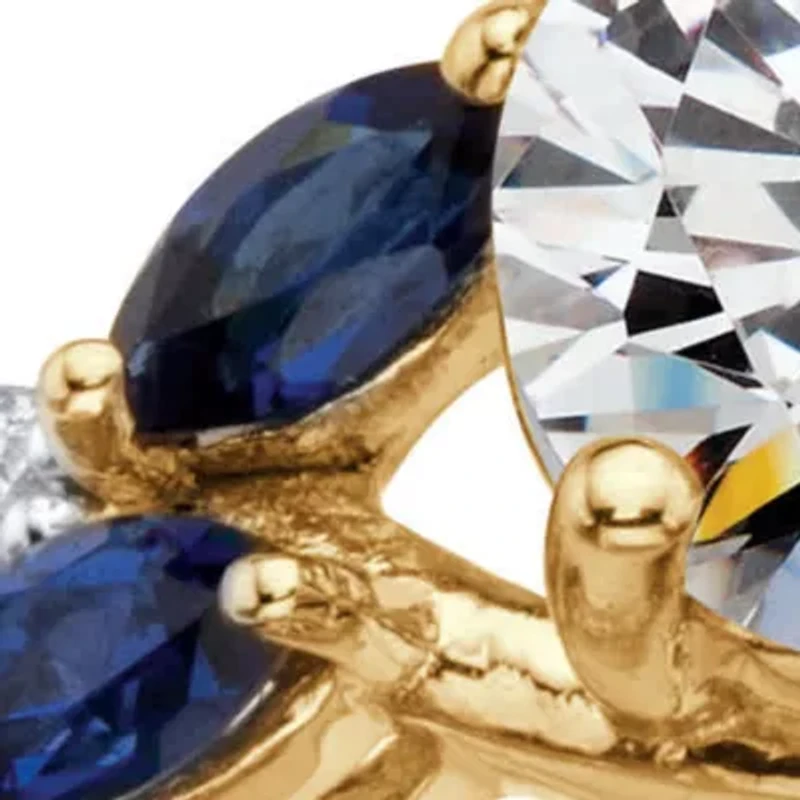 2.63 Cttw. Gold-Plated Sterling Silver CZ and Created Sapphire Bridal Ring Set