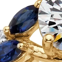 2.63 Cttw. Gold-Plated Sterling Silver CZ and Created Sapphire Bridal Ring Set