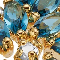 Blue Crystal Floral Cluster 18k Gold-Plated Ring