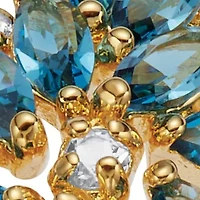 Blue Crystal Floral Cluster 18k Gold-Plated Ring