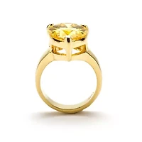 15.47 Carat Yellow Pear-Cut Cubic Zirconia Ring Gold-Plated