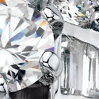 6.40 Cttw. Round and Baguette Sterling Silver Cubic Zirconia Engagement Ring