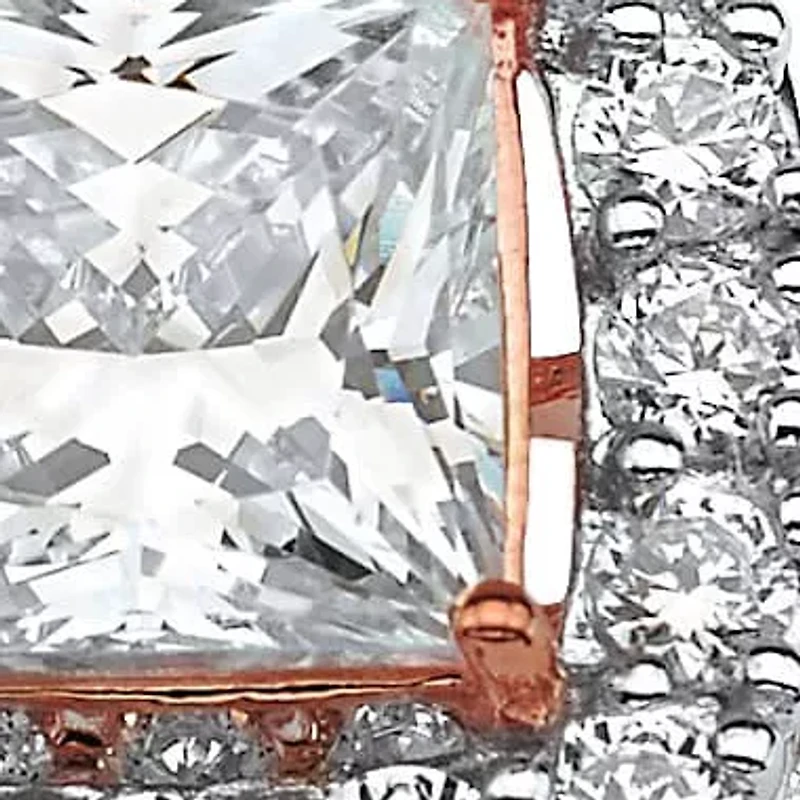 2.15 Cttw. 2-Pc. Rose Gold-plated Silver Princess-Cut CZ Halo Bridal Set