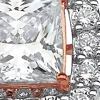 2.15 Cttw. 2-Pc. Rose Gold-plated Silver Princess-Cut CZ Halo Bridal Set