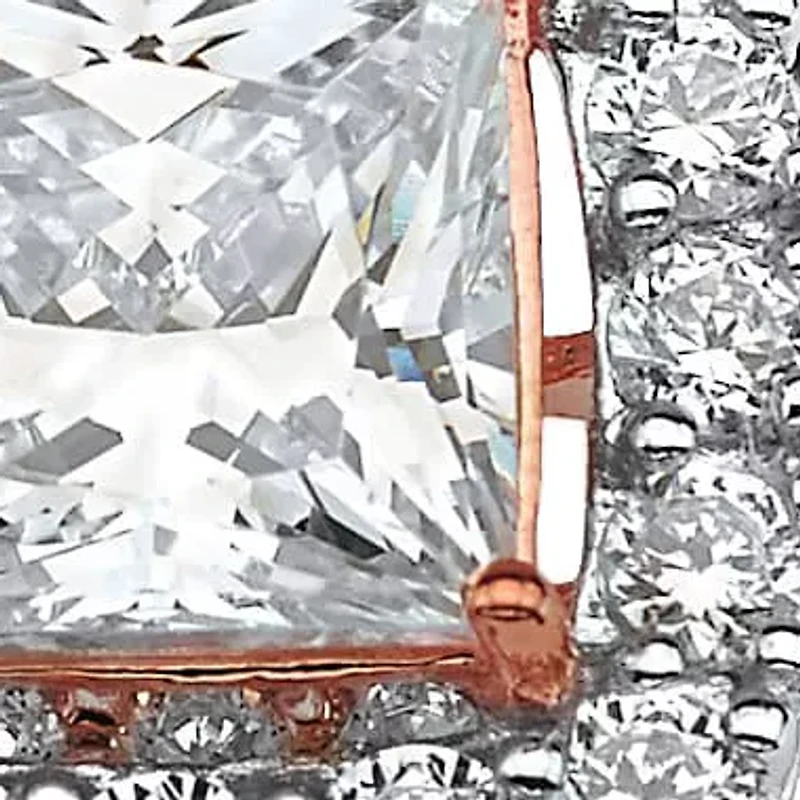 2.15 Cttw. 2-Pc. Rose Gold-plated Silver Princess-Cut CZ Halo Bridal Set