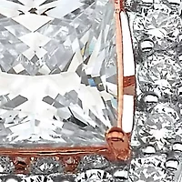 2.15 Cttw. 2-Pc. Rose Gold-plated Silver Princess-Cut CZ Halo Bridal Set