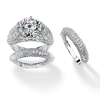 9.22 TCW Round Cubic Zirconia Bridal Set Platinum-Plated with Bonus Buy