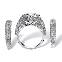 9.22 TCW Round Cubic Zirconia Bridal Set Platinum-Plated with Bonus Buy