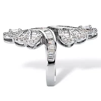 4.32 TCW Multi-Cut Cubic Zirconia Platinum-Plated Bypass Cocktail Ring