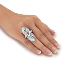 4.32 TCW Multi-Cut Cubic Zirconia Platinum-Plated Bypass Cocktail Ring