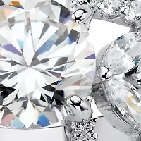 4.12 Cttw. Platinum-plated Sterling Silver Round Cubic Zirconia Leaf Ring