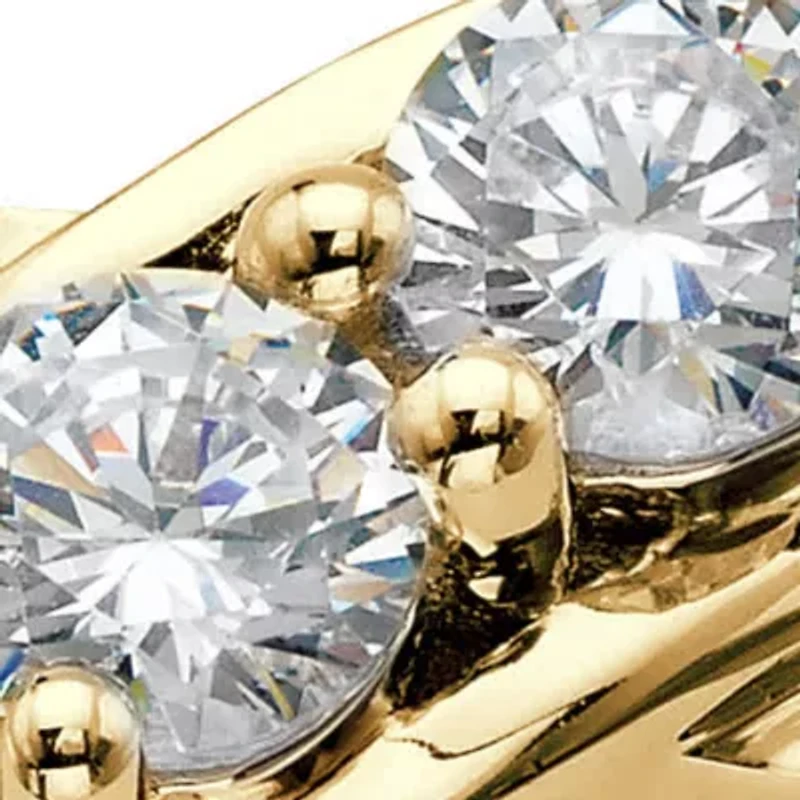 1.20 Cttw. Cubic Zirconia 14k Gold-plated Silver 2-Stone Engagement Ring