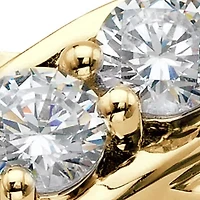 1.20 Cttw. Cubic Zirconia 14k Gold-plated Silver 2-Stone Engagement Ring