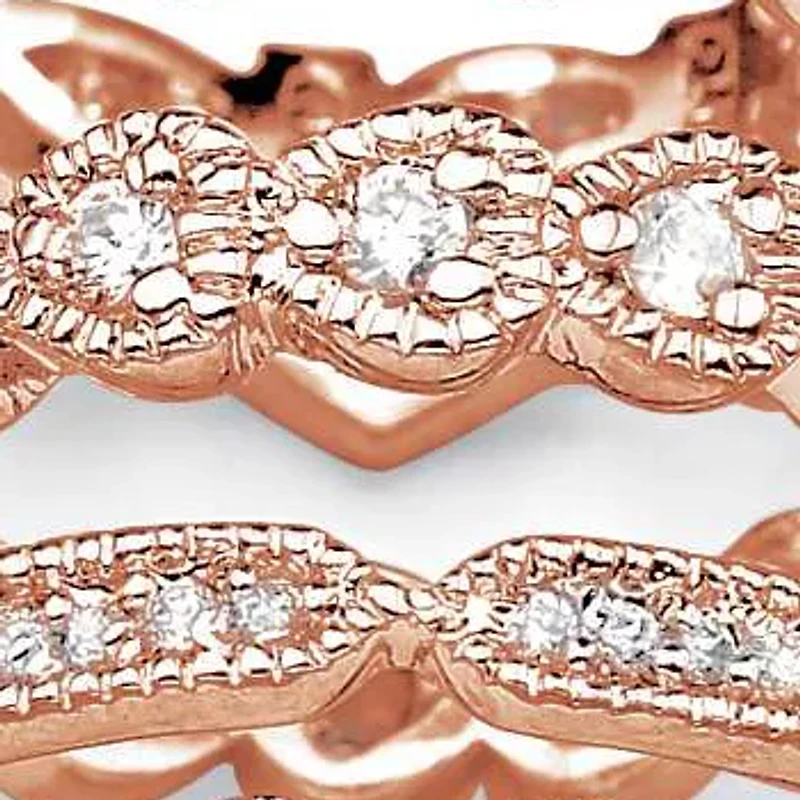 1.55 TCW Cubic Zirconia Five-Piece Eternity Band Set Rose Gold-Plated