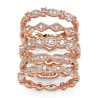 1.55 TCW Cubic Zirconia Five-Piece Eternity Band Set Rose Gold-Plated