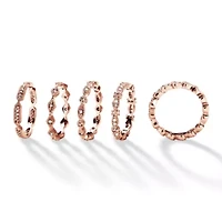 1.55 TCW Cubic Zirconia Five-Piece Eternity Band Set Rose Gold-Plated