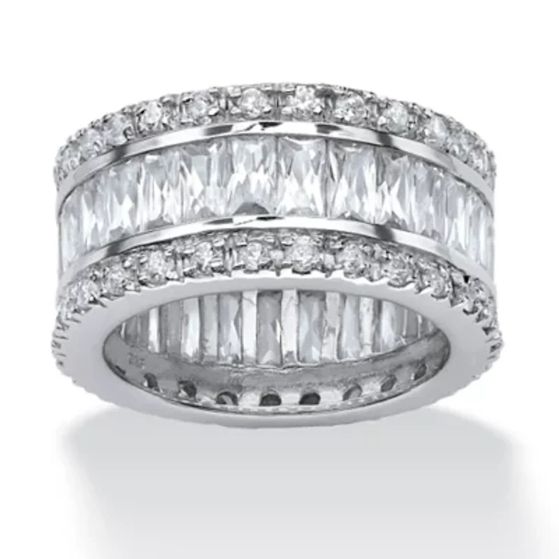 9.34 TCW Cubic Zirconia Eternity Band in Platinum-plated Sterling Silver