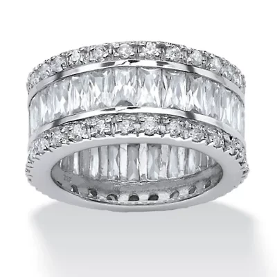 9.34 TCW Cubic Zirconia Eternity Band in Platinum-plated Sterling Silver