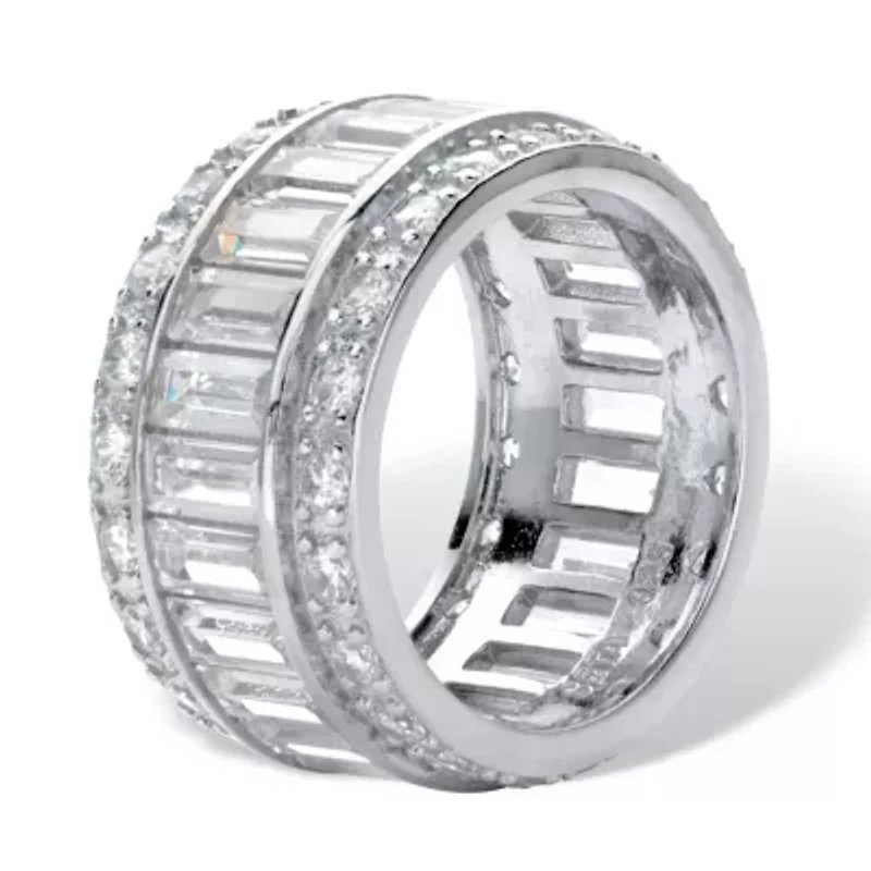 9.34 TCW Cubic Zirconia Eternity Band in Platinum-plated Sterling Silver