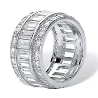 9.34 TCW Cubic Zirconia Eternity Band in Platinum-plated Sterling Silver