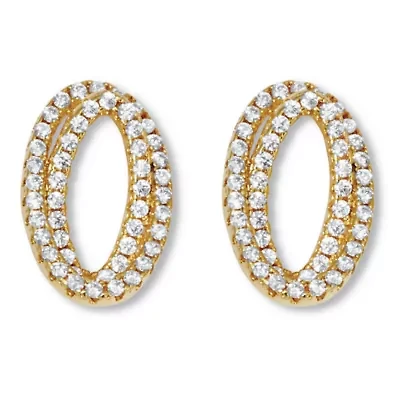 .80 TCW Round CZ Platinum-Plated Ear Concentric Circle Earrings