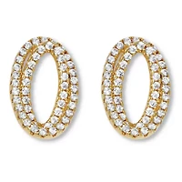 .80 TCW Round CZ Platinum-Plated Ear Concentric Circle Earrings