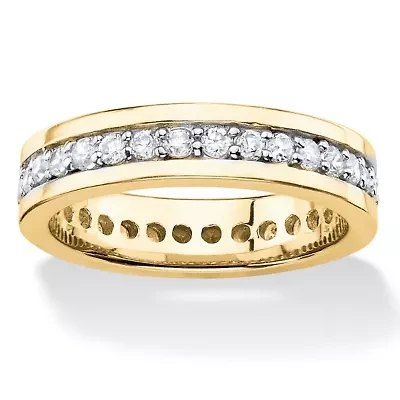 .80 Cttw. Yellow Gold-Plated Round Cubic Zirconia Channel-Set Eternity Band
