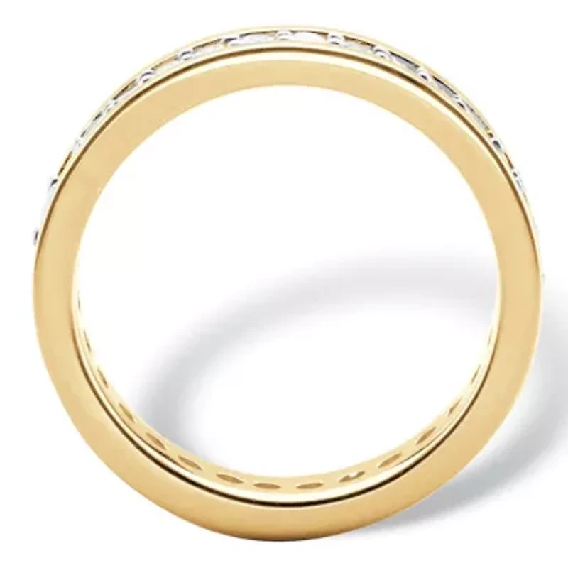 .80 Cttw. Yellow Gold-Plated Round Cubic Zirconia Channel-Set Eternity Band