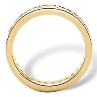 .80 Cttw. Yellow Gold-Plated Round Cubic Zirconia Channel-Set Eternity Band