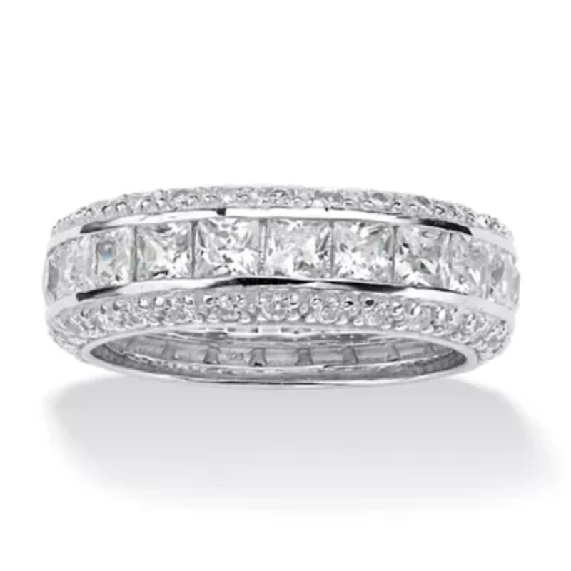 4.17 TCW Princess-Cut CZ Eternity Ring Platinum-plated Sterling Silver