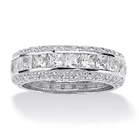 4.17 TCW Princess-Cut CZ Eternity Ring Platinum-plated Sterling Silver