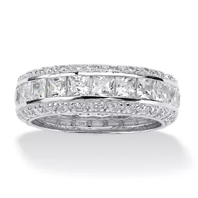4.17 TCW Princess-Cut CZ Eternity Ring Platinum-plated Sterling Silver