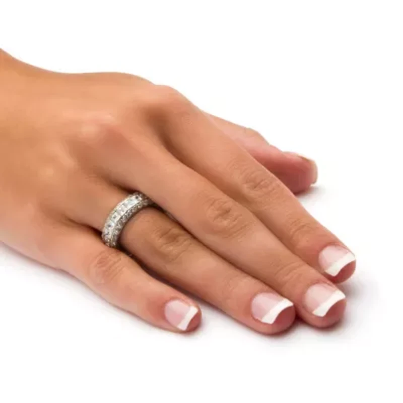 4.17 TCW Princess-Cut CZ Eternity Ring Platinum-plated Sterling Silver