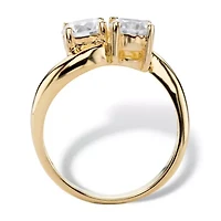 1.96 TCW Cubic Zirconia 14k Yellow Gold-plated Sterling Silver 2-Stone Ring