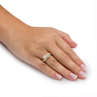 1.96 TCW Cubic Zirconia 14k Yellow Gold-plated Sterling Silver 2-Stone Ring