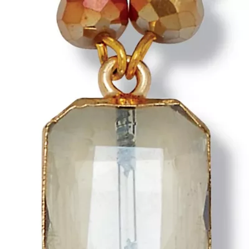 Smoky Crystal Goldtone Drop Necklace and Earrings 2-Piece Set