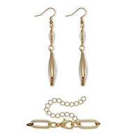 Smoky Crystal Goldtone Drop Necklace and Earrings 2-Piece Set