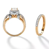 1.78 TCW Cubic Zirconia 2-Piece Bridal Set 14k Gold Over .925 Sterling Silver