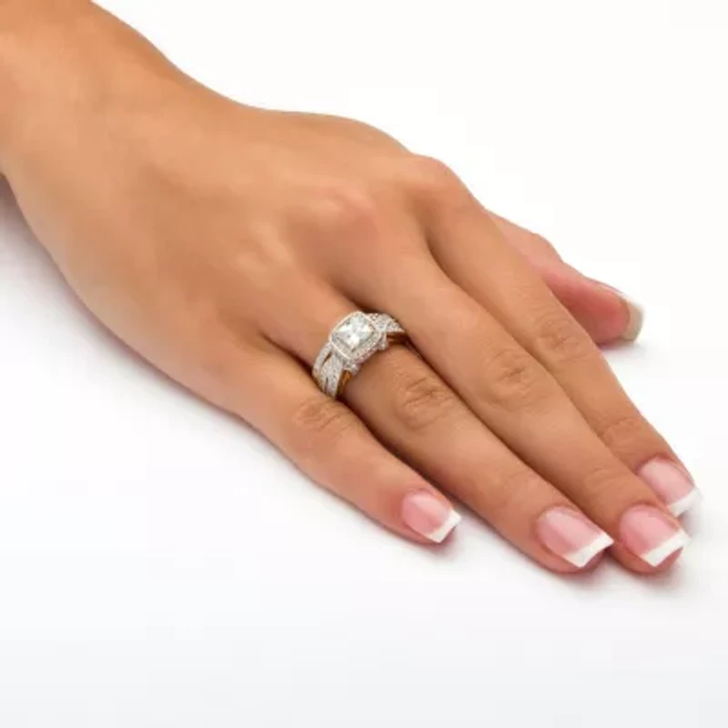 1.78 TCW Cubic Zirconia 2-Piece Bridal Set 14k Gold Over .925 Sterling Silver