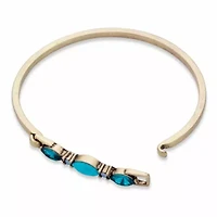 Canary Yellow and Champagne Marquise-Cut Crystal Goldtone Bangle Bracelet 7"