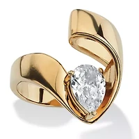 1.80 TCW Pear-Cut Cubic Zirconia Nestled Ring Gold Ion-Plated