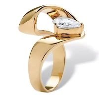 1.80 TCW Pear-Cut Cubic Zirconia Nestled Ring Gold Ion-Plated